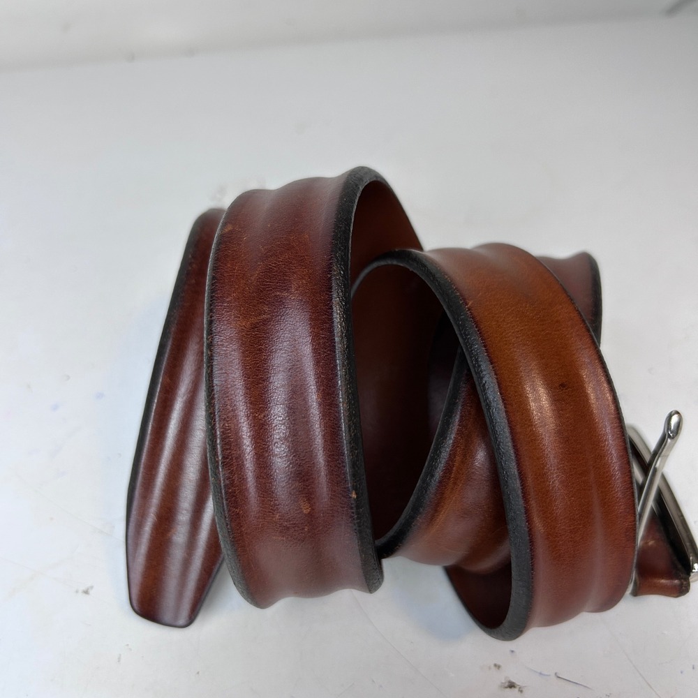 Allen Edmonds Mens Brown Leather Dress Belt Silver Buckle 67501 Size 40 102
